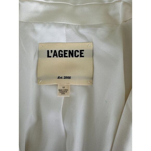 L'Agence Blazer Size XL US 12 Ivory White Pointed Collar Evening Holiday Party - Picture 7 of 7